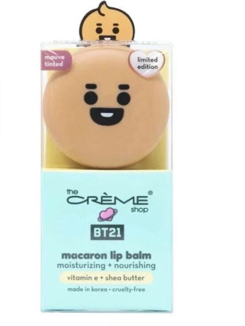 The Crème Shop BT21 Macaron Lip Balm. Limited Edition Mauve Tinted